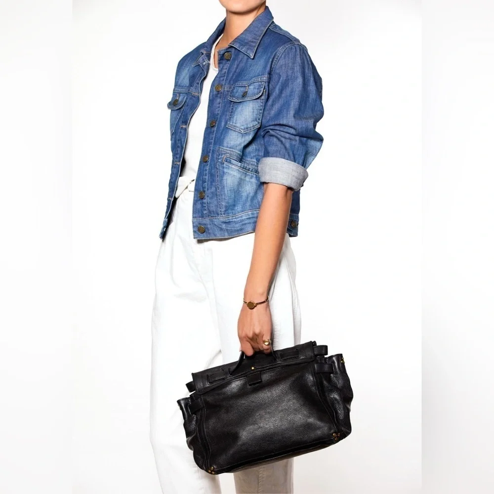 JEROME DREYFUSS Carlos Handbag Black Pebble Leather NWT